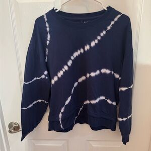Athleta Blue and White Tie-Dye Sweatshirt
